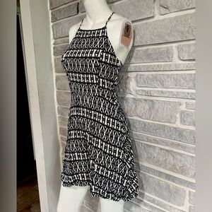 H&M Women’s Spaghetti Strap Mini Dress Blue, White  Geometric Design